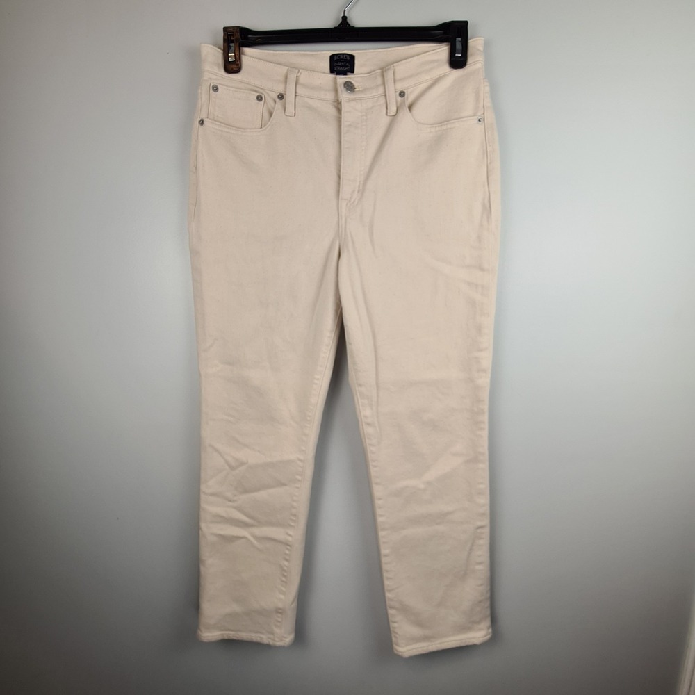 J Crew Essential Straight Leg Denim Jean Women's Size 29 Ivory Speckled Pants